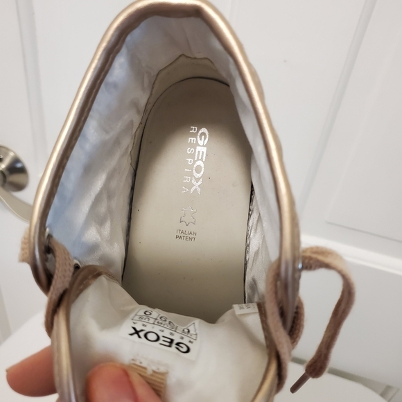 Geox Respira Rosegold Genuine Leather Sneaker shoes Sz. 9 Chic Comfy Stylish - Picture 8 of 10